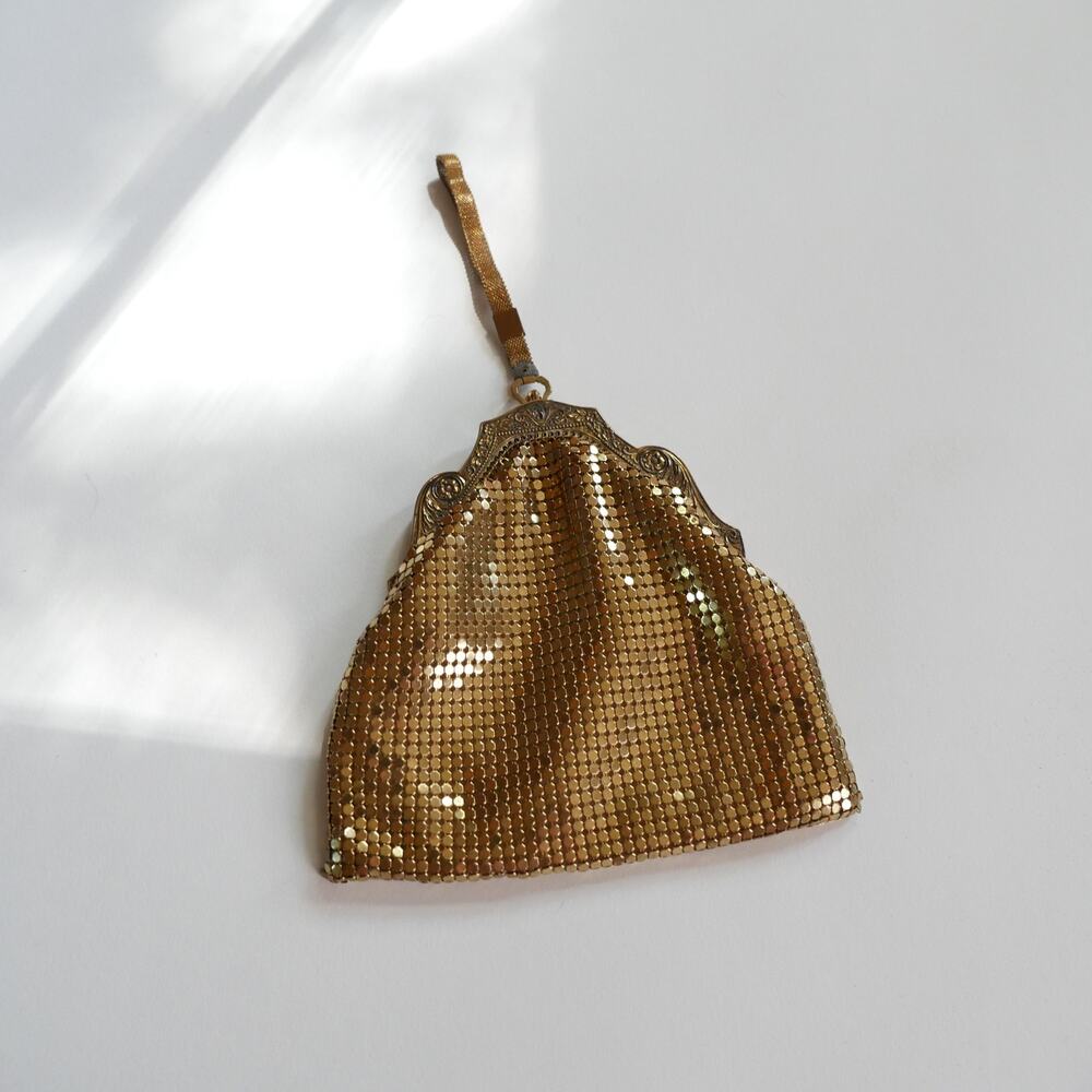Whiting & Davis Gold Mesh Bag Antique 1950s Evening Bag Clutch Mini-Bag Petite